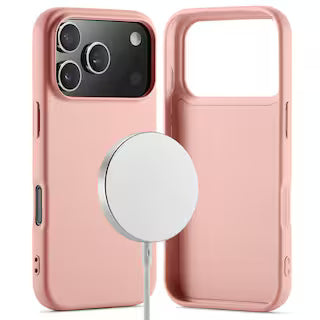 Coque De Charge Magnétique Sans Fil Magsafe En Silicone Rose Souple Pour iPhone 17 Pro