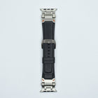 Bracelet  En Cuir de Veau  Noir Pour Apple Watch Taille 44mm/45mm/46mm/49mm