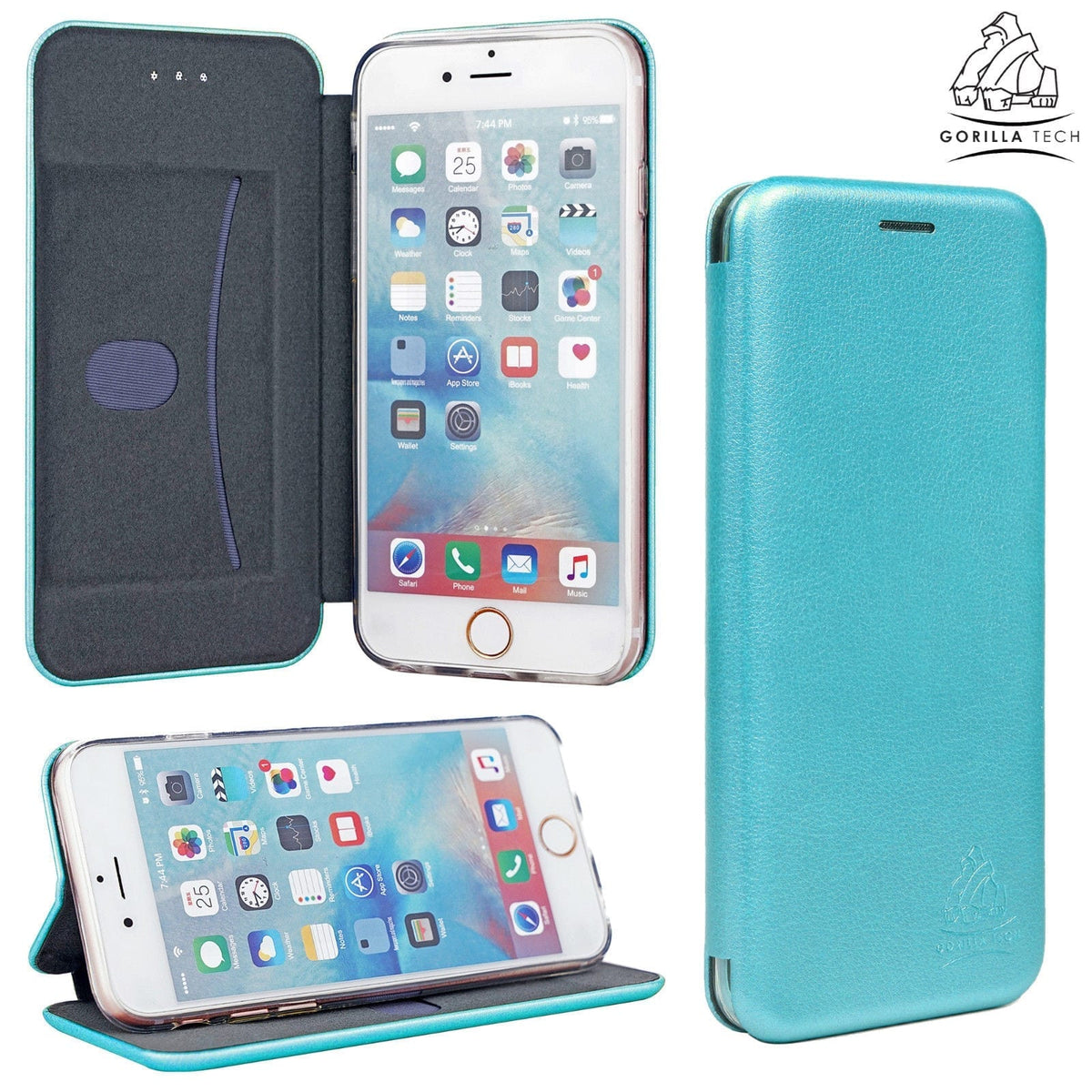 Pack de 10 Etui 3D Book Gorilla Tech Bleu Pour Apple  iPhone 6/6s Plus