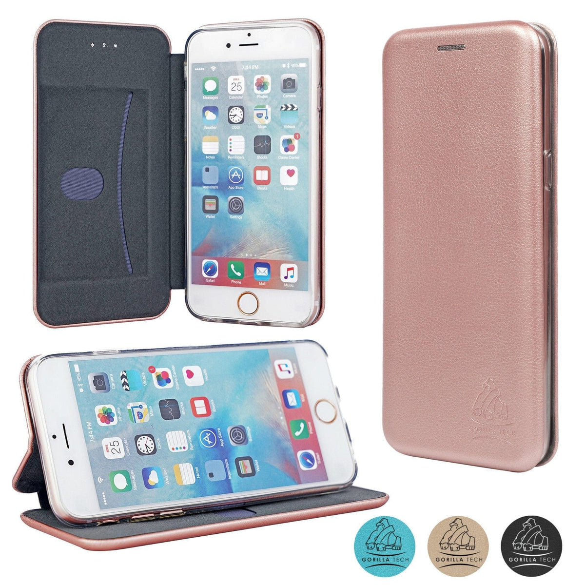 Etui 3D Book Gorilla Tech Rose Gold Pour Apple iPhone 12 Mini