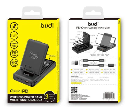 Budi Batterie Externe 10000mAh  – Dual USB Charge Rapide, Compact & Léger - PB515QB