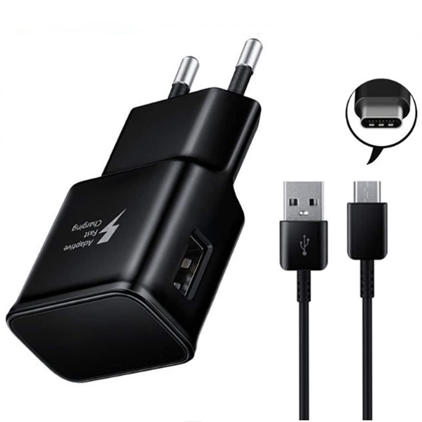 Pack de 10 Adaptateurs Secteur Fast Charger avec cable type-C Noir pour Samsung