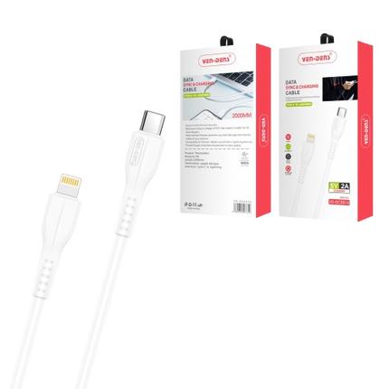 Câble De Charge Type C Vers Lightning 2A Blanc (2 Mètres)
