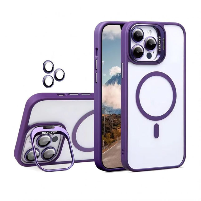 Coque MagSafe Violet Pour Apple iPhone 16 Avec Support Et Protection Pour l'Appareil Photo