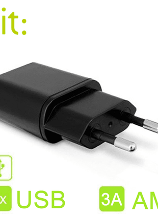 Adaptateur Secteur 3A Noir KIT: Avec 2USB