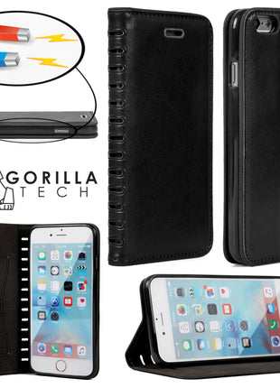 Étui PVC Book Cuir Gorilla Tech Noir Pour Samsung Galaxy S7