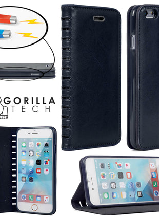 Étui PVC Book Cuir Gorilla Tech Bleu Foncé Pour Apple iPhone 6 Plus