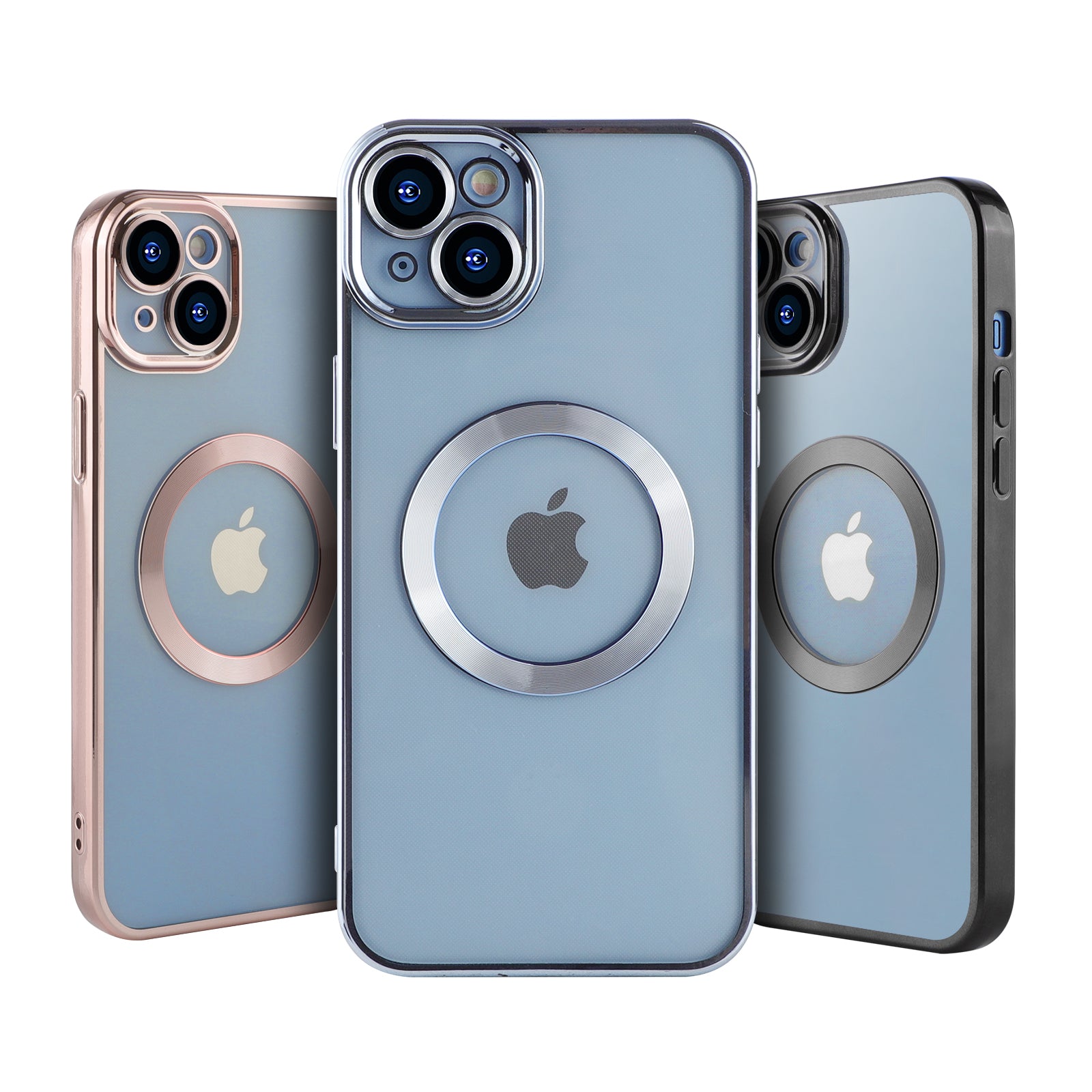 Coque En Gel Magnetique Gorilla Tech Qualité Premium Effet Chromé Bleu Pour Apple iPhone 15 Pro Max