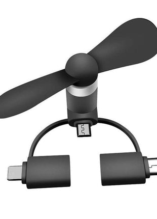ventilateur usb connecteur 3 en 1 (Lightning/Type-C/Micro usb) noir