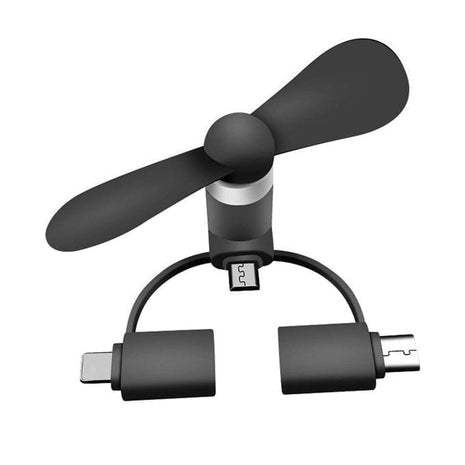 ventilateur usb connecteur 3 en 1 (Lightning/Type-C/Micro usb) noir