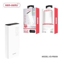 Power bank - Slim Black external battery Ven-Dens dual port USB-USBC 22.5w and 20000 mah