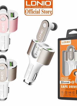 Chargeur voiture / prise allume cigare avec Oreillette Bluetooth 2 entrées LDNIO