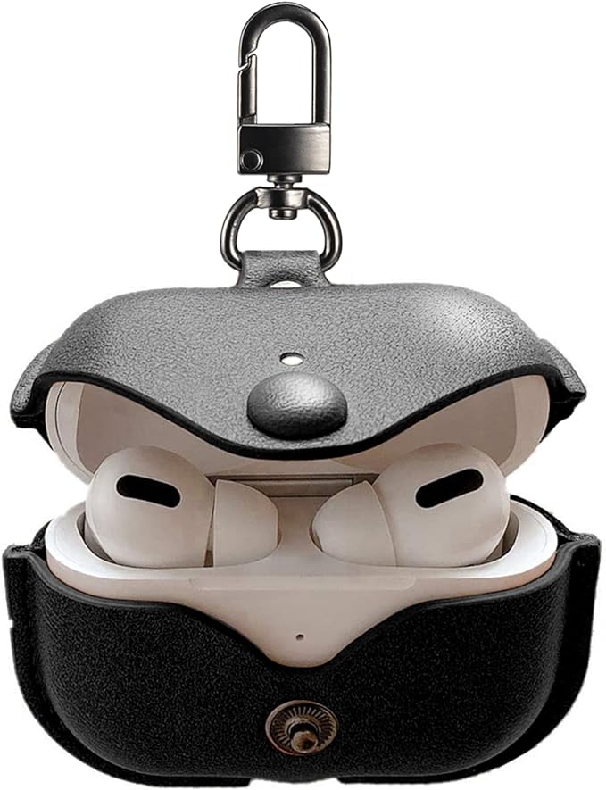 Coque De Protection Effet Cuir Noir pour Airpods Pro 3