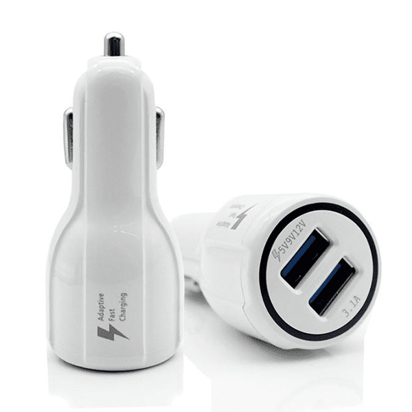 Chargeur voiture / allume cigare fast charger blanc 2 entrées