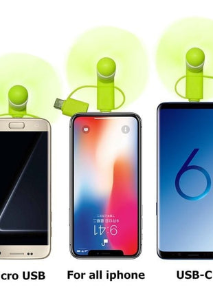 ventilateur usb connecteur 3 en 1 (Lightning/Type-C/Micro usb) noir