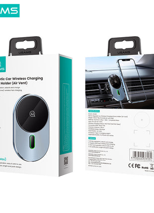 Support magnétique pour Voiture USAMS CD170  / Chargeur sans fil- airvent  15W