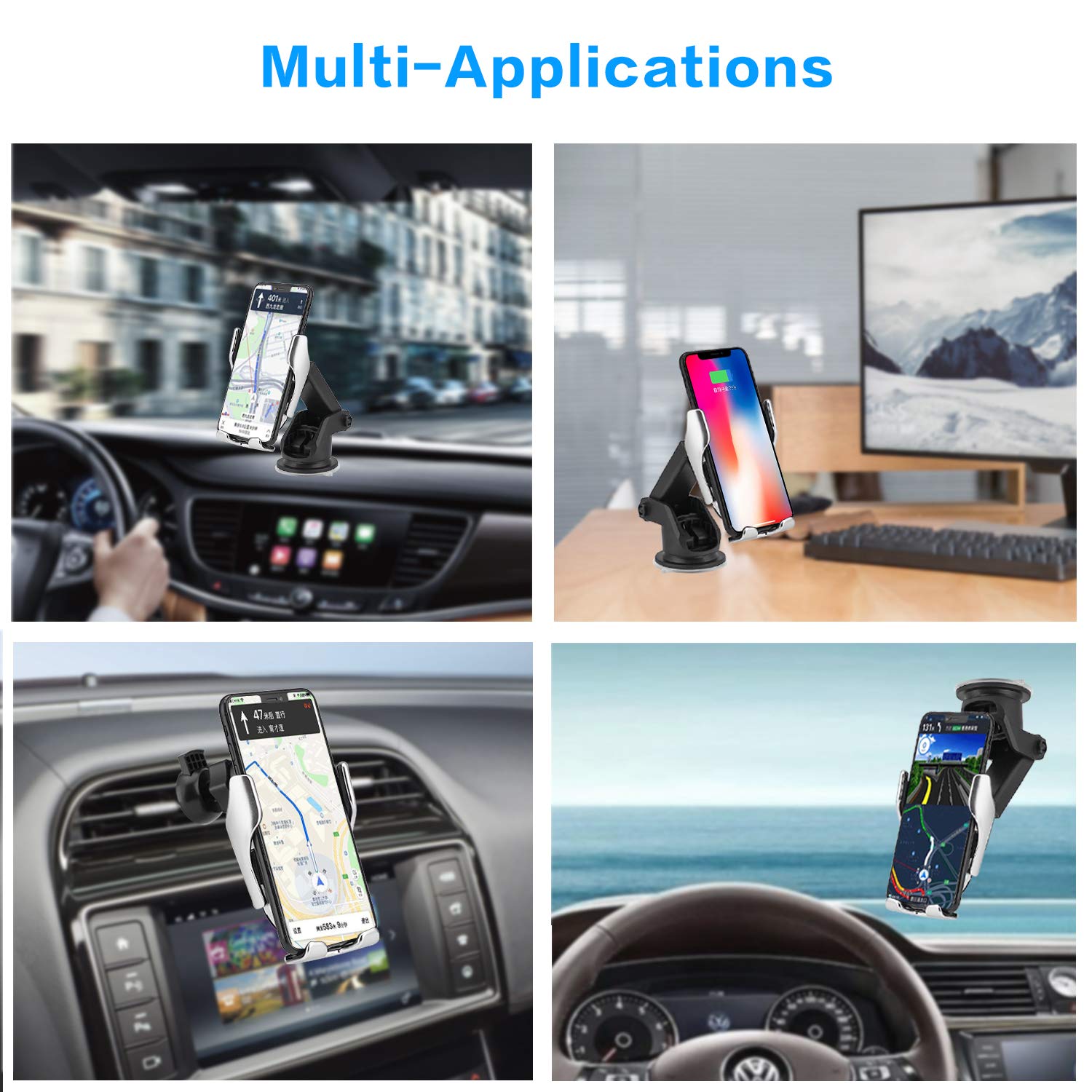 wireless car holder/car charger with sensor (3 in 1)