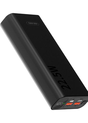 Power bank - Slim Black external battery Ven-Dens dual port USB-USBC 22.5w and 20000 mah