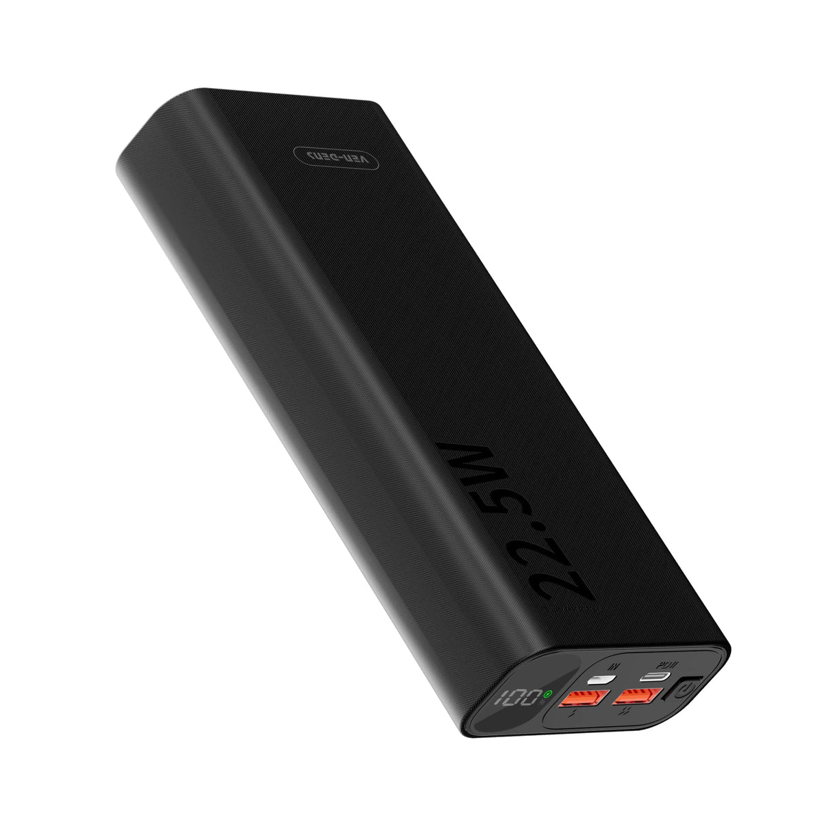 Power bank - Slim Black external battery Ven-Dens dual port USB-USBC 22.5w and 20000 mah