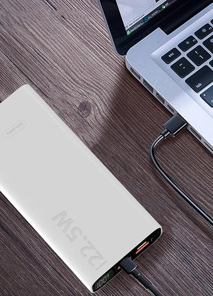 Power bank - Slim Black external battery Ven-Dens dual port USB-USBC 22.5w and 20000 mah