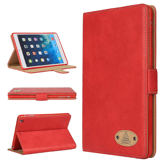 Étui  Magnetique Véritable Cuir Rouge Gorilla Tech Pour iPad 9.7" (2018/2017/2016/Air 2/ Air) Universal