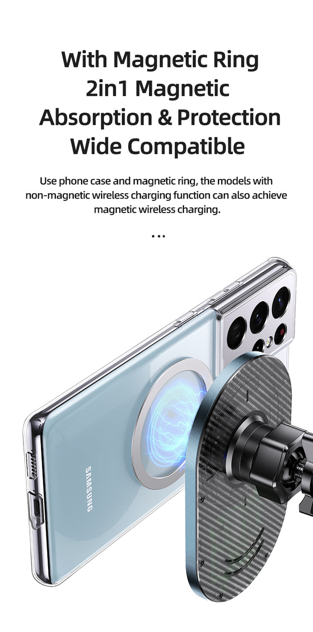 Support magnétique pour Voiture USAMS CD170  / Chargeur sans fil- airvent  15W