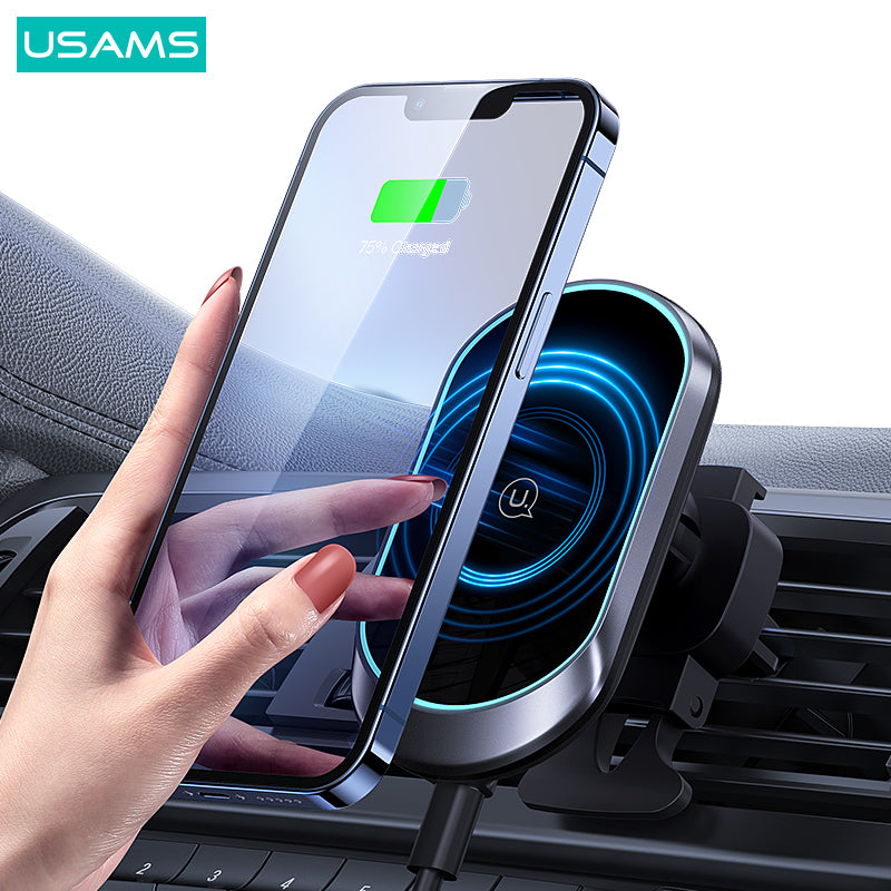 Support magnétique pour Voiture USAMS CD182Z  / Chargeur sans fil- airvent  15W