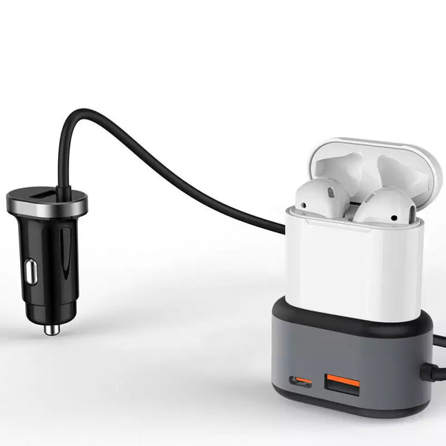 Chargeur Voiture / Prise Allume cigare Multifonctionnel XO Fast Charger 4 Entrées Avec Puce PD Et Chargeur AirPod