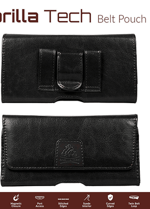 Étui Ceinture universel Belt Pouch Noir En Cuir Synthétique Gorilla Tech taille L