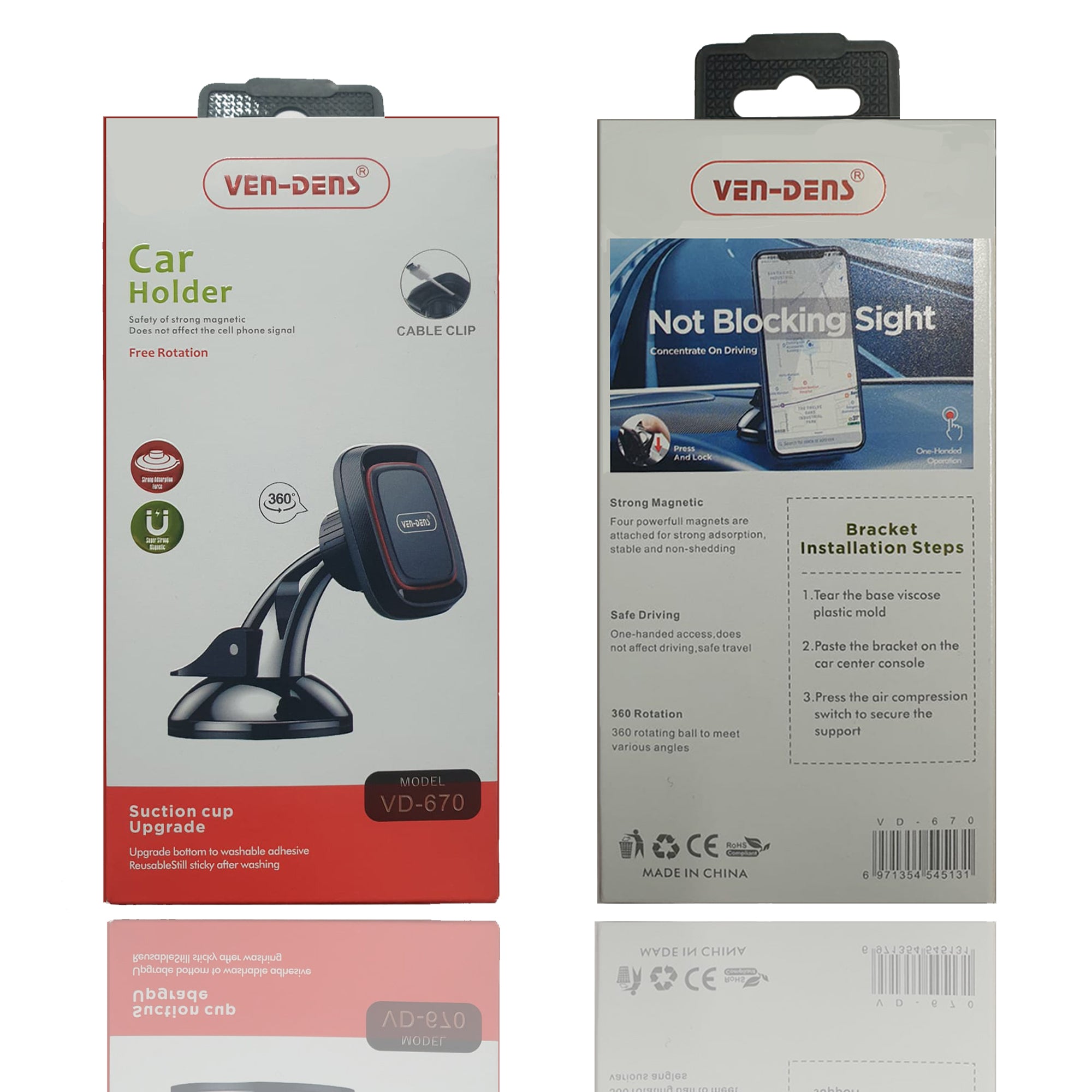 Support auto/voiture magnétique VEN-DENS noir
