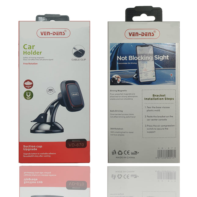 Support auto/voiture magnétique VEN-DENS noir