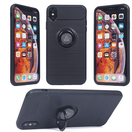 Coque en gel Gorilla tech ring carbon noir pour Huawei Y6 2018