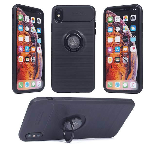 Coque en gel Gorilla tech ring carbon noir pour Samsung Galaxy J4 2018