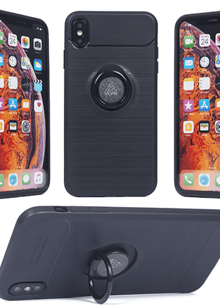 Coque en gel Gorilla tech ring carbon noir pour Huawei Y7 2018