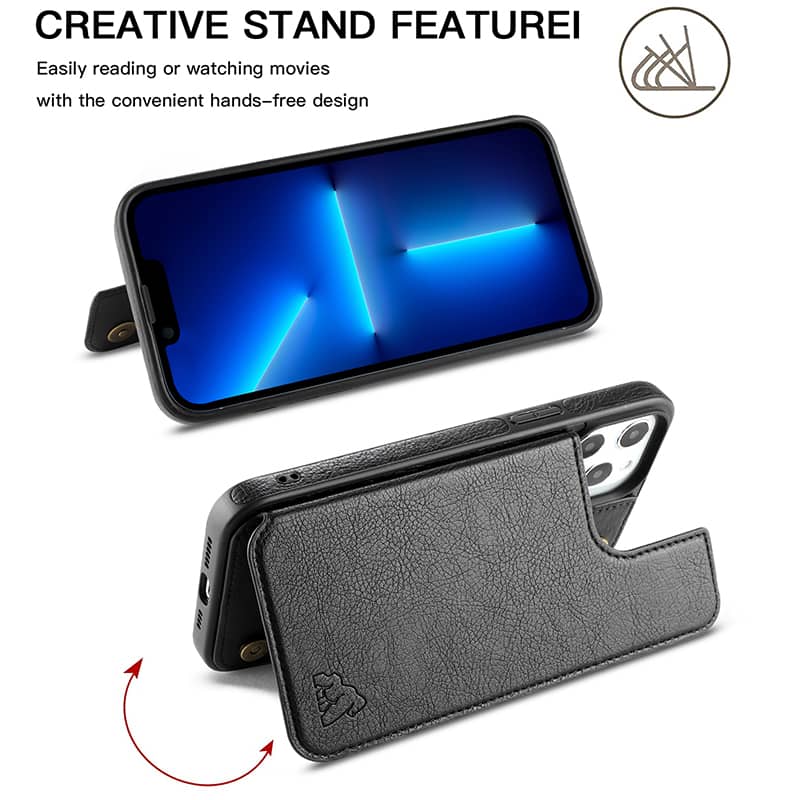 Etui portefeuille Gorilla Tech premium en cuir noir avec porte carte intégré pour Apple iPhone 12/12 Pro