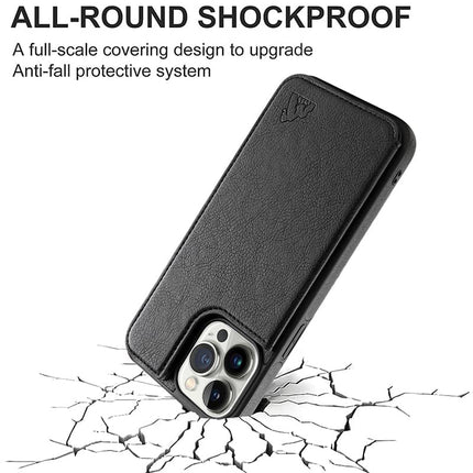 Etui portefeuille Gorilla Tech premium en cuir noir avec porte carte intégré pour Apple iPhone 13