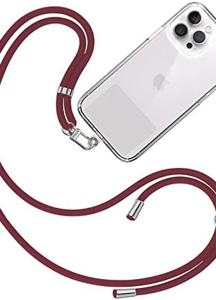 Bandoulière Universel Reglable , Cou Suspendu De Couleur Bordeaux Pour Coque De Téléphone
