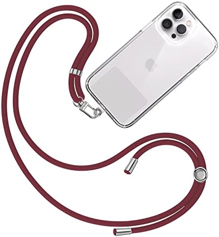 Bandoulière Universel Reglable , Cou Suspendu De Couleur Bordeaux Pour Coque De Téléphone