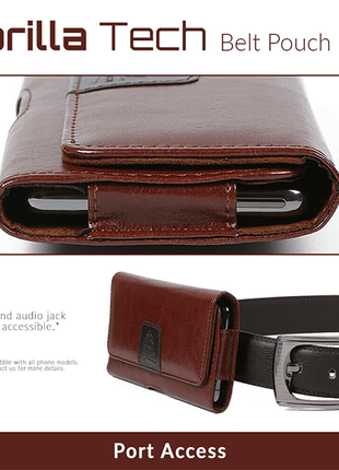 Étui Ceinture universel Belt Pouch Marron En Cuir Synthétique Gorilla Tech taille M
