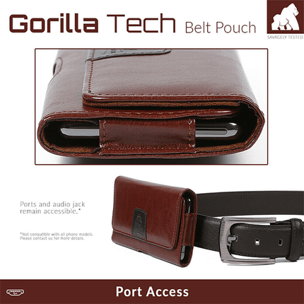 Étui Ceinture Universel Belt Pouch Marron En Cuir Synthétique Gorilla Tech taille XXL