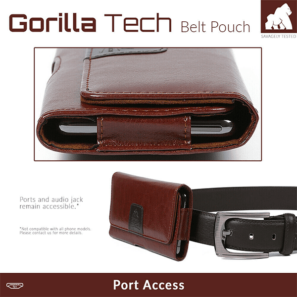 Étui Ceinture Universel Belt Pouch Marron En Cuir Synthétique Gorilla Tech taille XXL