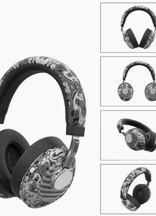 Casque bluetooth musical noir  avec support carte TF et entrée jack