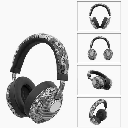 Casque bluetooth musical noir  avec support carte TF et entrée jack