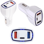 Chargeur Voiture /Prise Allume Cigare Blanc 7A Avec Deux Entrées USB Et Type C