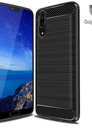 Coque en gel Gadget Shield carbon fiber noir pour Huawei Y7 2019