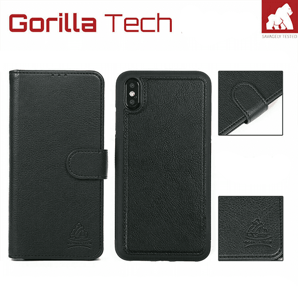 Etui Portefeuille Premium Gorilla Tech 2 en 1 (étui+coque) Noir Pour Apple iPhone 15 Plus