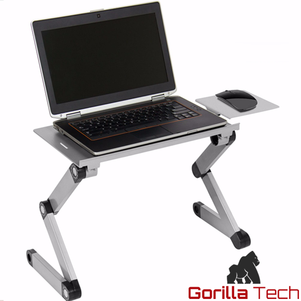 Support Gorilla Tech argent pour ordinateur portable réglable avec ventilateur et tapis (GTT8)
