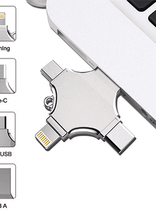 Clé USB 128 GB Compatible Pour Lightning/Type-C/Micro Usb