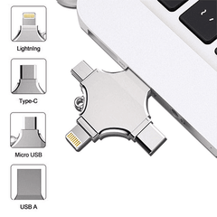 Clé USB 128 GB Compatible Pour Lightning/Type-C/Micro Usb