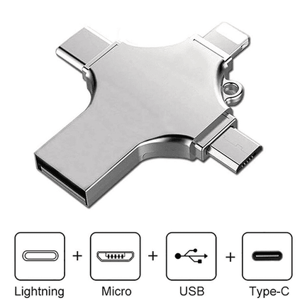 Clé USB 64GB Compatible Pour Lightning/Type-C/Micro Usb